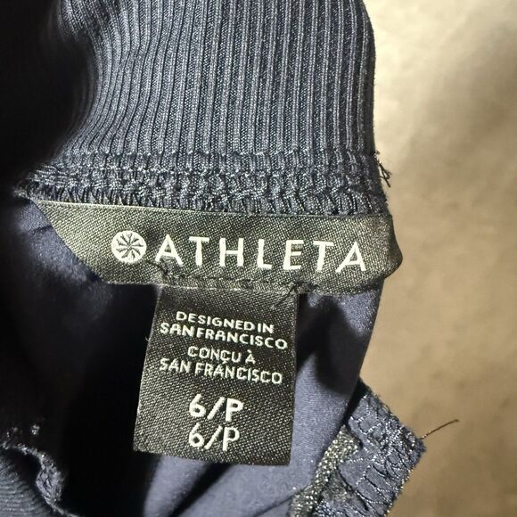 Athleta Brooklyn 6P Petite Ankle Pants Pull On Navy Blue Active Ribbed - Picture 2 of 10